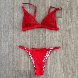 Maaji Red Crochet Bikini Set
